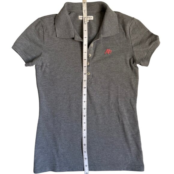 Aeropostale Women's Medium Heather Grey A87 Piqué Polo - Size Small - Picture 3 of 13